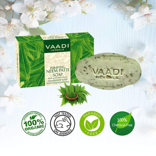 Vaadi Herbals Neem Patti Soap, Pure Neem Leaves, 3 x 75g