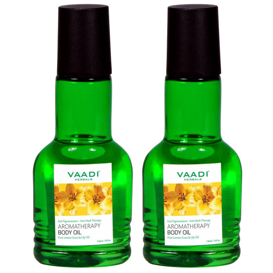 Vaadi Herbals Aromatherapy Body Oil, Lemongrass and Lily, 110ml x 2