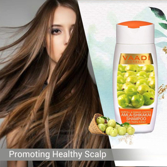 Vaadi Herbals Amla Shikakai Shampoo, Hairfall and Damage Control, 110ml x 3