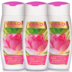 Vaadi Herbals Value Pack of 3 PINK LOTUS SHAMPOO with Honeysuckel Extract - Color Preserving (110mlx3)
