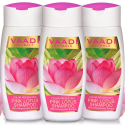 Vaadi Herbals Value Pack of 3 PINK LOTUS SHAMPOO with Honeysuckel Extract - Color Preserving (110mlx3)