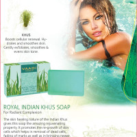 Vaadi Herbals Royal Indian Khus Soap with Olive and Soyabean Oil, 3 x 75g