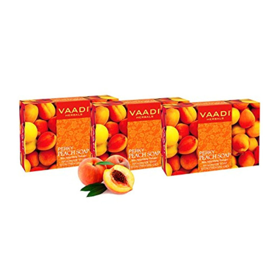 Vaadi Herbals Perky Peach Soap with Almomd Oil, 3 x 75g