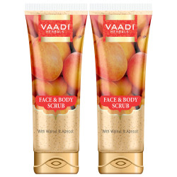 Vaadi Herbals Face and Body Scrub with Walnut and Apricot - Exfoliating and Nourishing