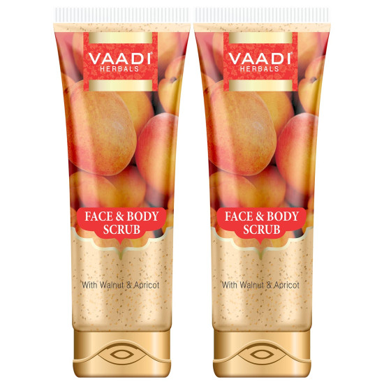 Vaadi Herbals Face and Body Scrub with Walnut and Apricot, 110gms x 2