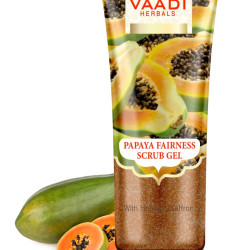 Vaadi Herbals Papaya Fairness Scrub Gel with Honey and Saffron, 110g - Smooth and Flawless Complexion