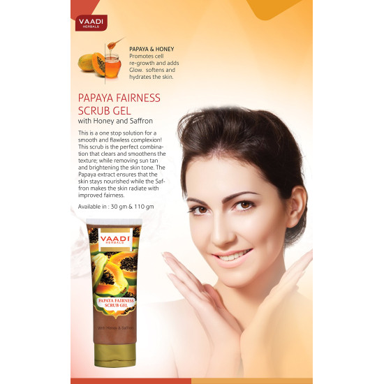 Vaadi Herbals Papaya Fairness Scrub Gel with Honey and Saffron, 110g