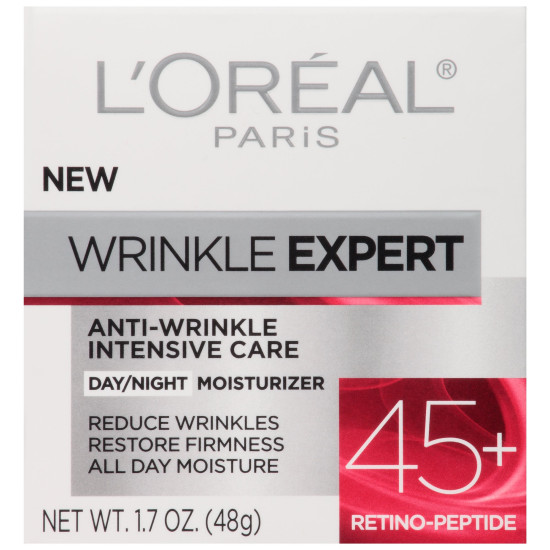 L'Oreal Paris Skincare Wrinkle Expert 45+ Anti-Aging Face Moisturizer with Retino-Peptide, Non-Greasy, Suitable for Sensitive Skin, 1.7 fl. oz.