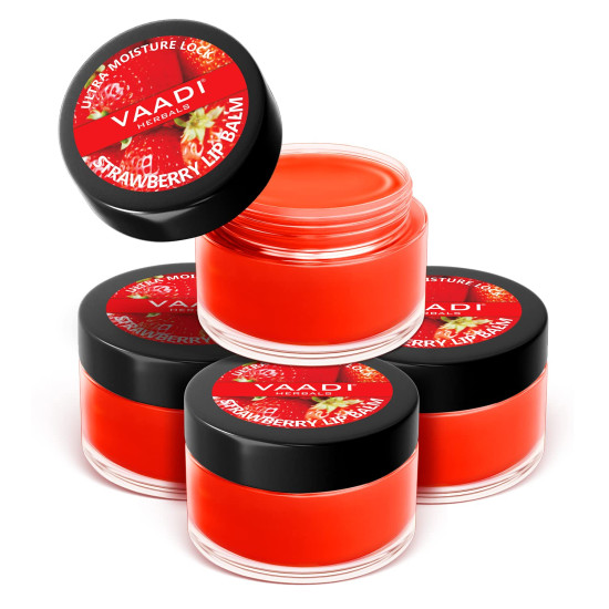 Vaadi Herbals Lip Balm, Strawberry And Honey, 10g (Pack Of 4)