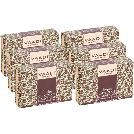 Vaadi Herbals Super Value Tempting Chocolate and Mint Soap, Deep Moisturising Therapy, 75gms x 6