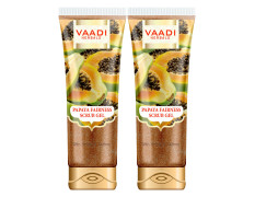 Vaadi Herbals Papaya Fairness Scrub Gel with Honey and Saffron, 110g x 2