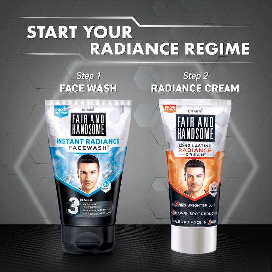 Fair And Handsome Long Lasting Radiance Cream | 2X Spot Reduction | 7 Hrs Brighter Look | Pro-Peptide | Face Cream for Men | 60g