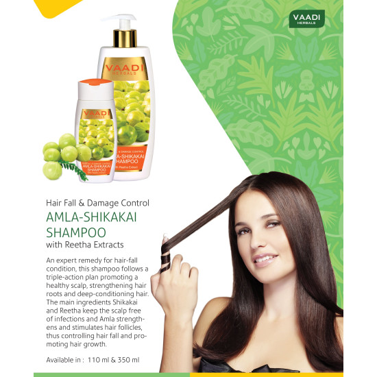 Vaadi Herbals Hairfall And Damage Control Amla Shikakai Shampoo, 350ml