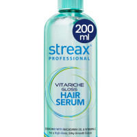 Streax Professional Vitariche Gloss Hair Serum, 200ml|for Dry Frizzy Hair|for Women|Enhance Shine and Smoothness, Anti Frizz |With Vitamin E & Macadamia Oil| For Curly Hair, Straight Hair, Wavy Hair