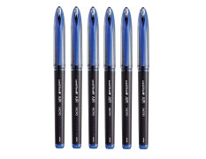 uni-ball Air UBA188M 0.5mm Roller Ball Pen | Waterproof Bold Ink | Water & Fade Resistant | Long Lasting Smudge Free Ink | School and Office stationery | Blue Ink, Pack of 6