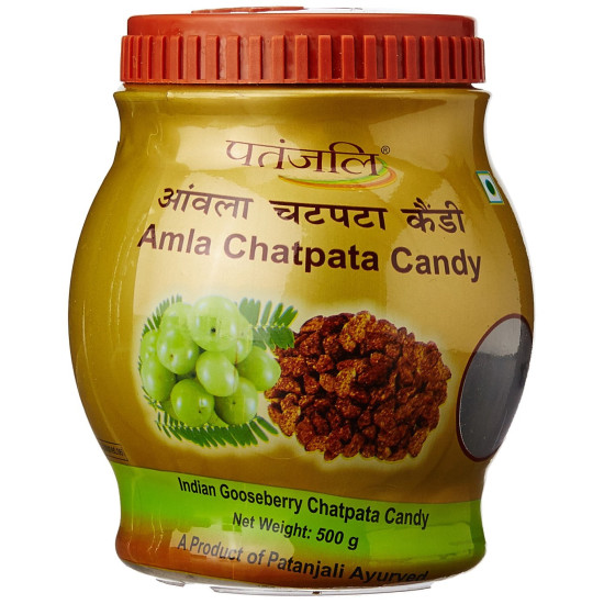 PATANJALI Amla Chatpata Candy, Rich in Vitamin C, Indian Gooseberry Snack, Natural Amla Goli, Boosts Immunity, Sweet and Tangy Flavour Candy - 500g