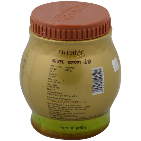 PATANJALI Amla Chatpata Candy, Rich in Vitamin C, Indian Gooseberry Snack, Natural Amla Goli, Boosts Immunity, Sweet and Tangy Flavour Candy - 500g