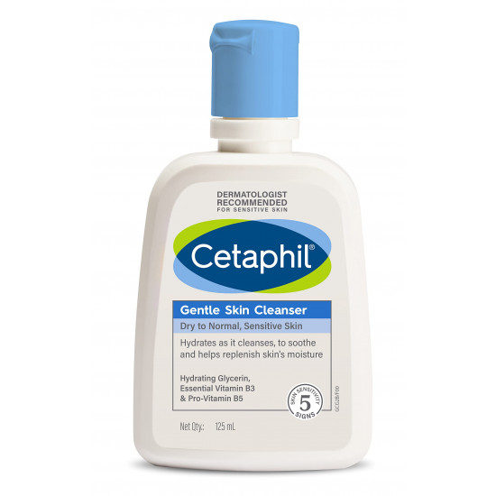 Cetaphil Face Wash Gentle Skin Cleanser for Dry to Normal, Sensitive Skin, 125 ml Hydrating Face Wash with Niacinamide, Vitamin B5