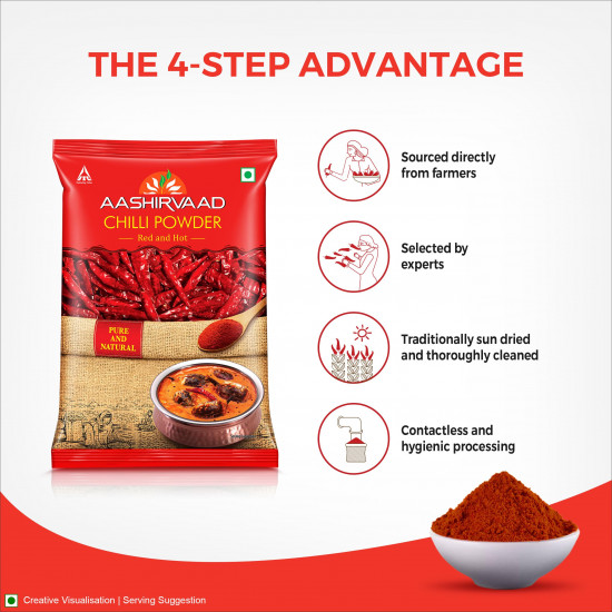 Aashirvaad Chilli Powder, 500g Pack, Red Hot Chilli Powder with No Added Flavours and Colours
