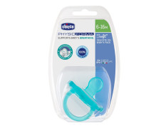 Chicco Physio Soft Baby Soother with Unique Shape to Support Psychological Breathing, Teether & Pacifier for Newborns, BPA Free, 6-16M (Blue)