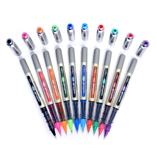 Uniball Eye UB157 0.7mm Roller Ball Pen | Multicolor Ink, Pack of 10