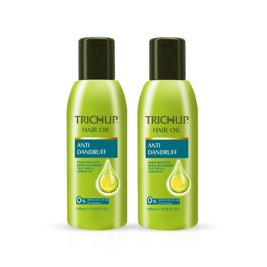 Trichup Anti-Dandruff Hair Oil - Enriched with Neem, Lemon, Rosemary & Tea Tree Oil - Help to Prevent Flakes and Dry Scalp (100ml) (Pack of 2)