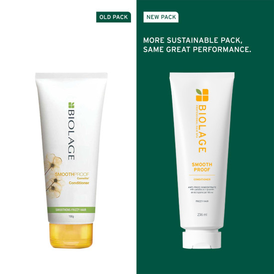 Biolage Smooth Proof Anti-Frizz Conditioner 236ml |Up to 72HR Frizz Control | With Camellia Oil & Glycerin | For Dry and Frizzy Hair | For Women and Men | Vegan & Cruelty-Free