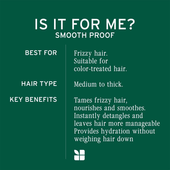 Biolage Smooth Proof Anti-Frizz Conditioner 236ml |Up to 72HR Frizz Control | With Camellia Oil & Glycerin | For Dry and Frizzy Hair | For Women and Men | Vegan & Cruelty-Free