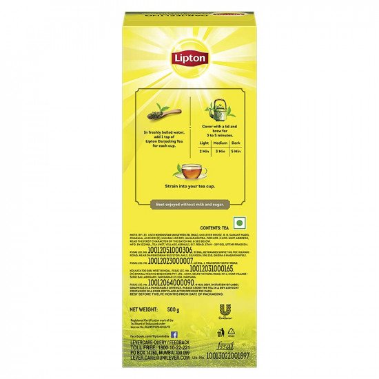 Lipton Darjeeling Long Leaf Loose Tea 500 G Pack, 100% Pure And Authentic Darjeeling Long Leaf Black Tea, 500 Grams