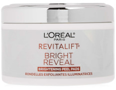 L'Oreal Paris Revitalift Bright Reveal Anti-Aging Peel Pads with Glycolic Acid Exfoliating Facial Pads to Reduce Wrinkles and Brighten Skin for All Skin Types 30 Count (Pack of 1) White