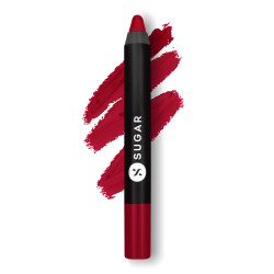 SUGAR Cosmetics Matte as Hell Crayon Lipsticks for Women | Lasts Up To 8+ Hours | Lip Crayon with Sharpener | 2.8gm - 01 Scarlett O'Hara