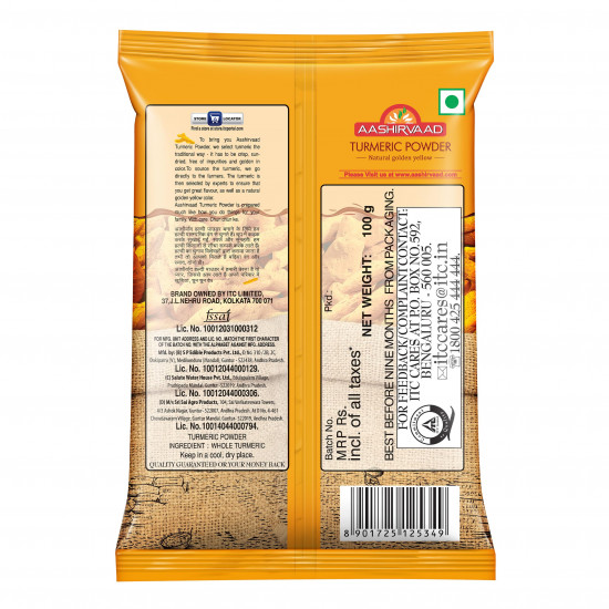 Aashirvaad Turmeric Powder, 100g, Natural Golden Turmeric Powder with No Added Flavours and Colours