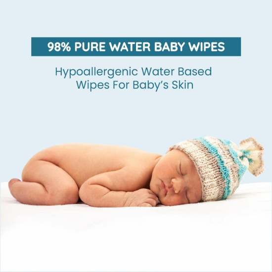 Mother Sparsh 98% Water Based Baby Wipes I Plant made Wet Wipes I 80 Pcs wipes with lid, Pack of 3