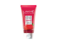 Lakme Blush & Glow Strawberry Refreshing Gel Face Wash 100 g, With 100% Natural Fruit for Glowing Skin - Daily Gentle Exfoliating Facial Cleanser