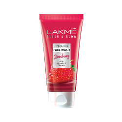 Lakme Blush & Glow Strawberry Refreshing Gel Face Wash 100 g, With 100% Natural Fruit for Glowing Skin - Daily Gentle Exfoliating Facial Cleanser
