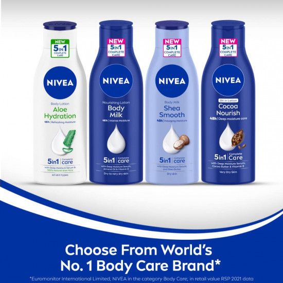 NIVEA Cocoa Nourish 200ml Body Lotion with Deep Moisture Serum| 48 H Moisturization | With Cocoa Butter & Coconut Oil | Non Greasy & Healthy Looking Skin |For Very Dry Skin