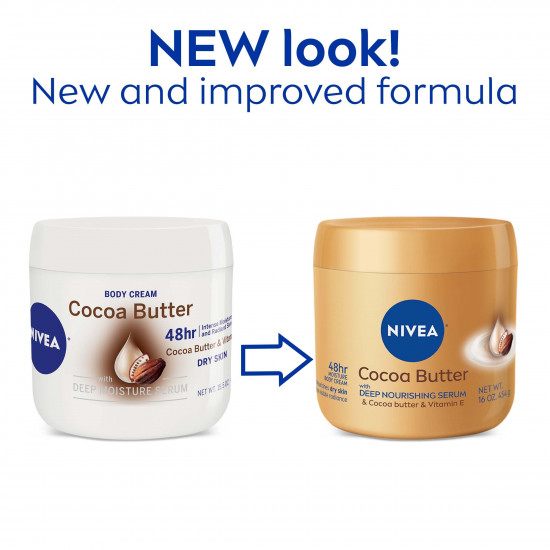NIVEA Cocoa Butter Body Cream with Deep Nourishing Serum, 15.5 Ounce