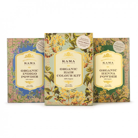 Kama Ayurveda Organic Hair Color Kit, Hair Color, Henna Powder and Indigo Powder, 200g - Multicolor (Pack of 1 each)