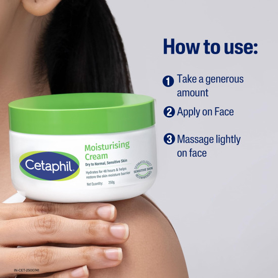 Cetaphil Moisturising Cream for Face & Body, 100g | 48Hr Hydration with Niacinamide, Panthenol & Glycerin | For Dry to Normal Skin | Paraben-Free, Hypoallergenic, Non-Greasy