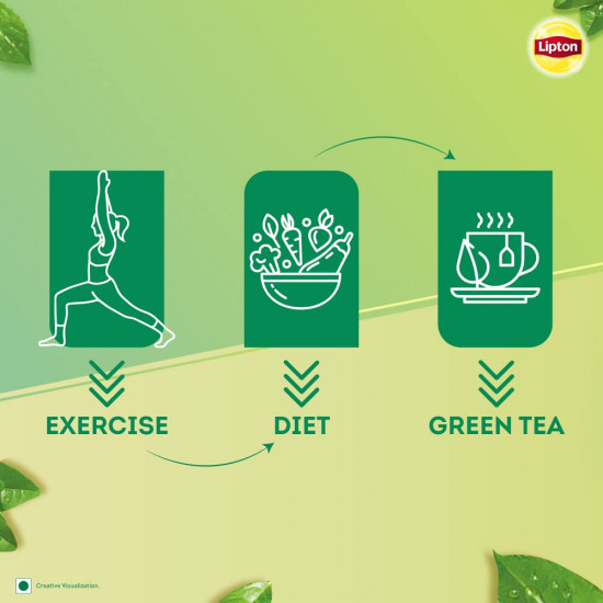 Lipton Honey Lemon Green Tea Bags 100 pcs, All Natural Flavour, Zero Calories - Improves Metabolism & Reduces Waist