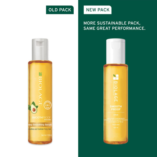 Biolage Smooth Proof 6-in-1 Hair Serum 100ml | Deep Smoothening With Avocado & Grape Seed Oil | Up to 72HR Frizz Control |For Women & Men | Vegan & Cruelty-Free
