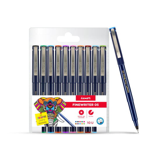 Luxor Finewriter 05 | Assorted Colour | Pack 0f 10 | Perfect for School, Home & Office | Ideal for Professionals & Students Luxor Finewriter 05 | Assorted Colour | Pack 0f 10 | Perfect for School, Home & Office | Ideal for Professionals & Students
