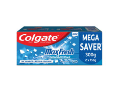 Colgate MaxFresh Toothpaste, Blue Gel Paste with Menthol for Super Fresh Breath, 300g, 150g X 2 (Peppermint Ice, Saver Pack)