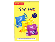 Godrej aer Power Pocket Bathroom Freshener – Assorted Pack of 3 (30g)| Lasts up to 30 days | Germ Protection