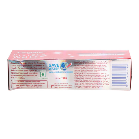 Colgate Toothpaste - Visible White Whitening, 100G Pack