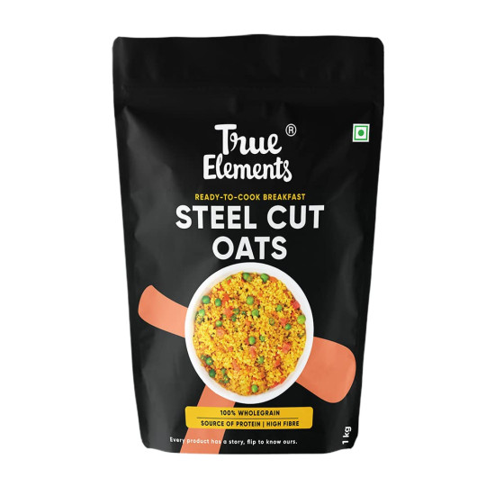 True Elements Steel Cut Oats 1kg - Steel Cut Oats for Weight Management | Sugar Free Oats | Healthy Breakfast | 100% Wholegrain | Diabetic Friendly Oats | Breakfast Cereal