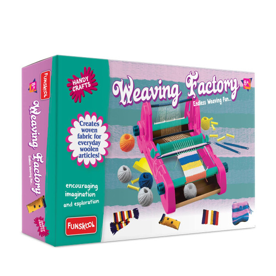 Funskool Handycrafts Weaving Factory, Weaving Loom, Weave Your own Fabric, Portable Weaving Machine, Art and Craft Kit, DIY Kit, Ages 8 Years and Above, Multicolour