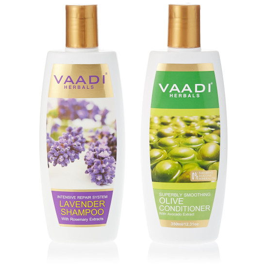 Vaadi Herbals Lavender Shampoo, 350ml with Olive Conditioner, 350ml