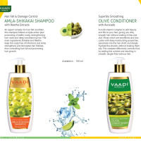 Vaadi Herbals Amla Shikakai Hair Fall and Damage Control Shampoo, 350ml with Olive Conditioner, 350ml