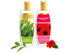 Vaadi Herbals Superbly Smoothing Heena Shampoo, 350ml with Corn Rose Conditioner, 350ml
